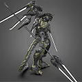 Mechanical Character Biomechanical Creature With Intricate Armor Sharp Blades And Detailed Design