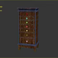 Traditional Wooden Decorative Cabinet with Multiple Drawers and Metal Handles Dark Brown Finish