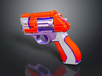 Toy Gun With Orange Purple And White Vibrant Plastic Playful Design For Kids 3d model