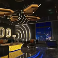 Modern KTV Interior With Lighting Design Comfortable Sofas Tables And City Night View 3d model