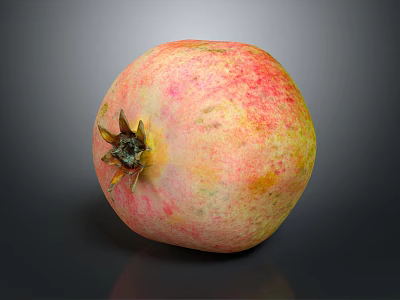 Fresh Ripe Pomegranate with Pink Yellow Glossy Skin and Natural Texture 3d model