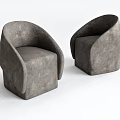 Modern Gray Single Sofa Featuring Curved Armrest And Unique Fabric Material Design 3d model