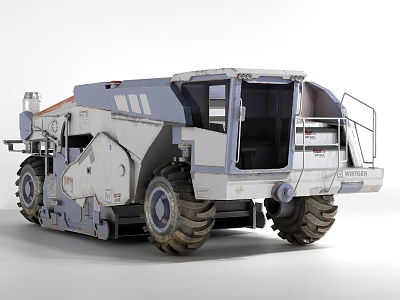 Large Gray Blue Industrial Vehicle Featuring Heavy Duty Tires Cab And Mechanical Structure 3d model