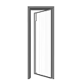 Modern Open Hinged Door With Metal Frame And Glass Panel Design 3d model