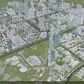 Aerial Urban Planning View With High Rise Buildings Streets And Green Spaces