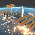 International Space Station With Space Shuttle Orbiting Earth Featuring Solar Panels And Modules 3d model