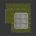 Outdoor Structure With White Canvas Canopy Wooden Pillars Brick Walls Concrete Floor And Grass Area