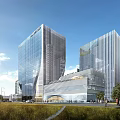 Modern Industrial Factory Complex With Tall Buildings Streets Greenery And Vehicles
