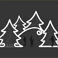 Tree Shaped Lattice Structures With Standing Human Figures On Reflective Surface 3d model