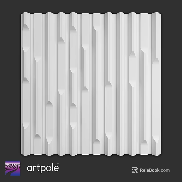 White Decorative Building Components With Vertical Stripes And Geometric Textures 3d model 