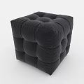 Black Pleated Ottoman with Soft Fabric for Modern Living Room Decor