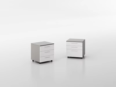 Modern Style Two Nightstands With White And Gray Drawers And Simple Design 3d model