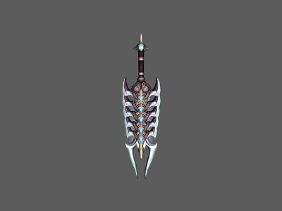Fantasy Decorative Spear With Feather Details Shiny Blade And Intricate Metal Design 3d model