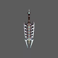 Fantasy Decorative Spear With Feather Details Shiny Blade And Intricate Metal Design