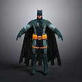 Batman Character 3D Model With Black Cape And Yellow Utility Belt
