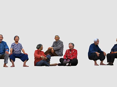 Group of Elderly People Sitting Together Chatting and Resting in Relaxed Setting 3d model