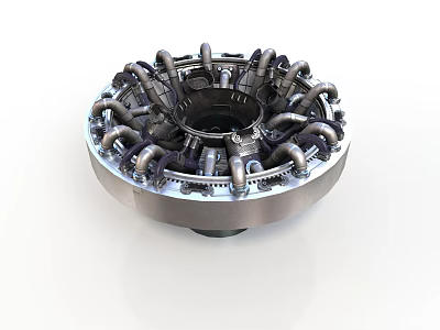 Complex Industrial Mechanical Component With Circular Metal Structure And Multiple Pipes 3d model