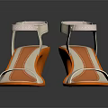Stylish White And Orange High Heel Sandals With Ankle Straps For Summer Wear