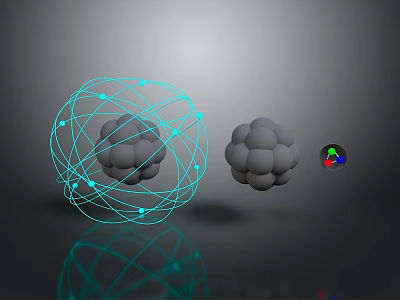 Modern Spherical Furniture With Blue Wireframe Gray Bodies And Colorful Accent 3d model