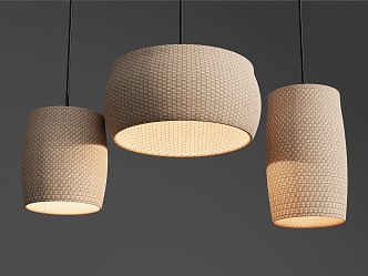 Japanese-style chandelier rattan chandelier 3d model