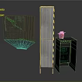 Advanced Computer Display System With Transparent Projection Screen Green Data Charts And Blue Vertical Structure