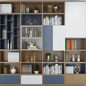 Modern bookcase decoration combination 3d model