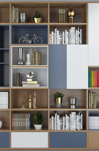 Modern bookcase decoration combination 3d model