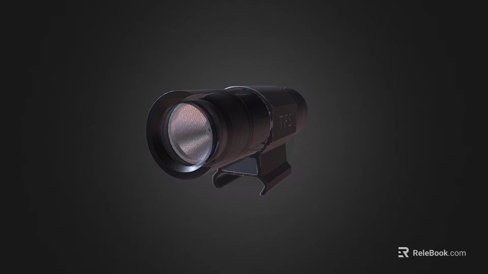 Black Tactical Flashlight With Durable Metal Body And Mounting Bracket Design 3d model 