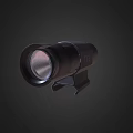 Black Tactical Flashlight With Durable Metal Body And Mounting Bracket Design 3d model