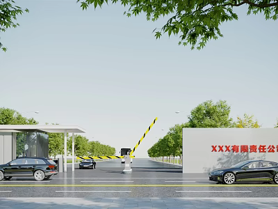 Modern Gate Park Factory Campus Gate Building 3d model