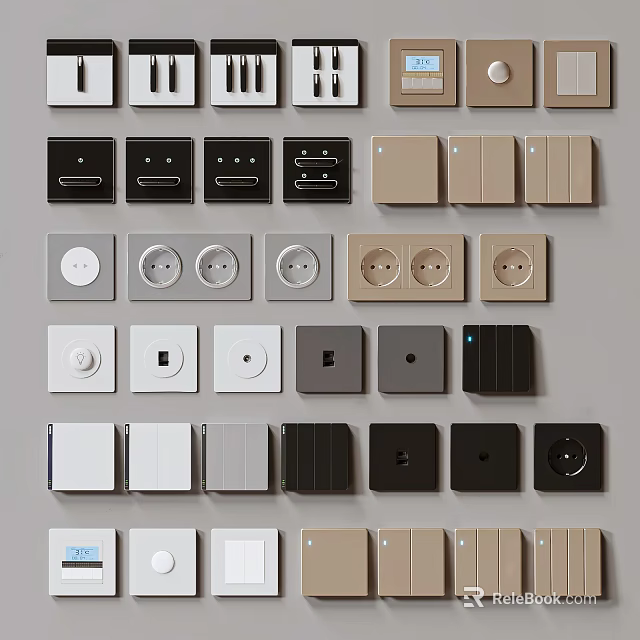 Various Switch Panels Designs With Different Colors And Styles For Home Use 3d model 