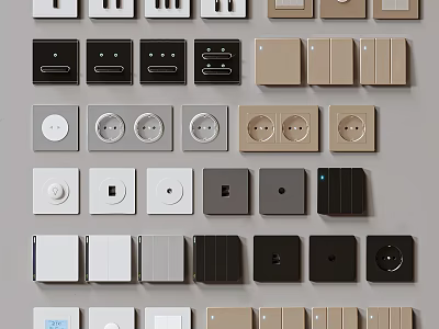 Various Switch Panels Designs With Different Colors And Styles For Home Use 3d model