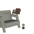 Light Gray And Dark Brown Modern Accent Chairs With Square Arms And Striped Pillow