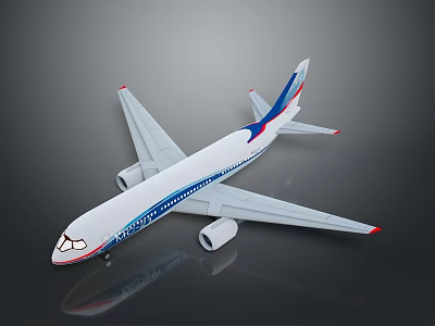 Cosmic Aerospace Spacecraft Model With White Body Blue Red Stripes And Engines 3d model