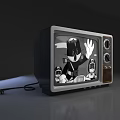 Vintage Silver Television With Two Control Knobs And Front Grille Design 3d model