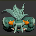 Game Movie Green Mech Character With Rabbit Ear Head Orange White Mechanical Details