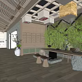 New Chinese Style Store Wen Chuang Store 3d model