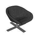 Black Modern Leisure Chairs With Silver Metal Cross Base Contemporary Design