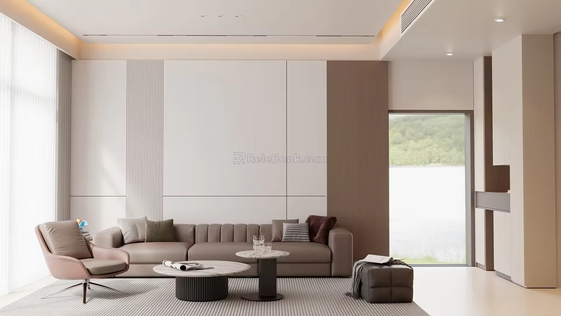 Modern sofa coffee table shoe cabinet combination 3d model