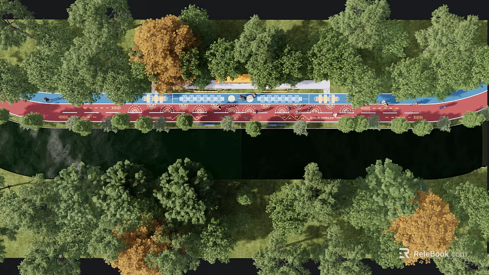 Urban Road Facilities With Green Vegetation Lanes And Tree Surroundings Design 3d model 