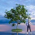 Street Trees Fruit Trees Trees Big Trees Trees Forest City Greening Park Landscape Lawn Grass Turf Woman Figure Outdoor Sky 3d model