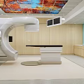 Hospital Outpatient Clinic With CT Scanner Medical Equipment And Wooden Walls In Modern Interior