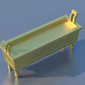 Yellow Rectangular Household Item With Decorative Handles And Support Legs