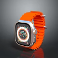 Modern Electronic Smartwatch With Orange Strap Square Dial Colorful 3d model