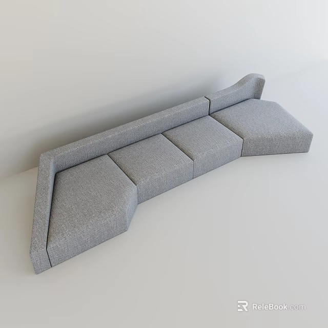Gray Modular Sofa With Irregular Shape For Modern Living Room Interior 3d model