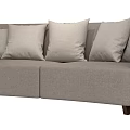 Gray Fabric Double Sofa With Multiple Soft Pillows And Wooden Legs 3d model