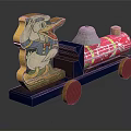 Wooden Children's Toy Car Furniture With Cartoon Duck Bell And Red Wheels