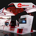 VeriSilicon Exhibition Booth Modern Design Featuring Display Screens And Red White Elements
