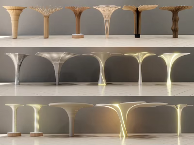 Unique Designer Columns With Artistic Sculptural Shapes And Modern Material Finishes For Interior 3d model