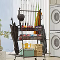 Practical Laundry Room Storage Shelf With Umbrellas Hat Cleaning Supplies And Boxes